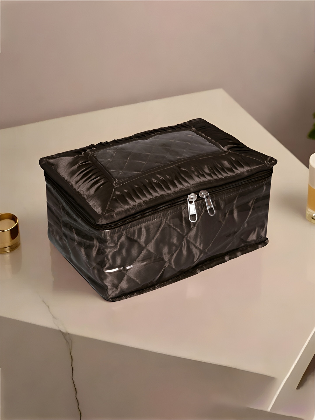 Kuber Industries Brown Different Pouch Locker Frill Jewellery Kit Organiser