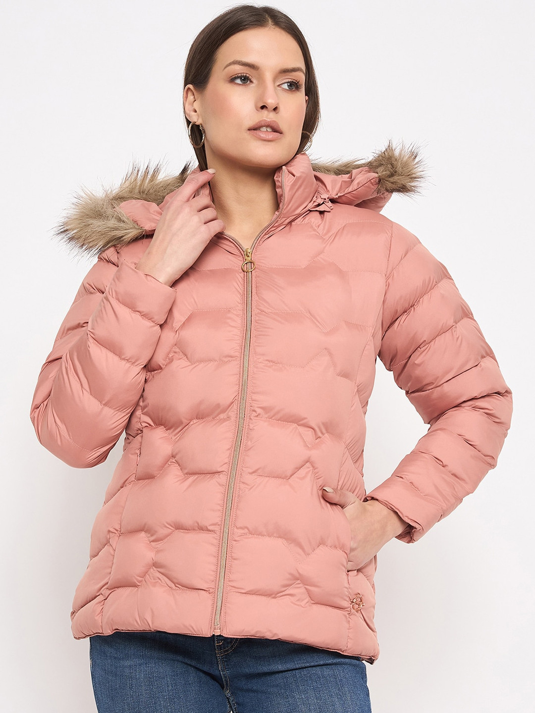 Duke Long Sleeves Faux Fur Trim Hood Puffer Jacket
