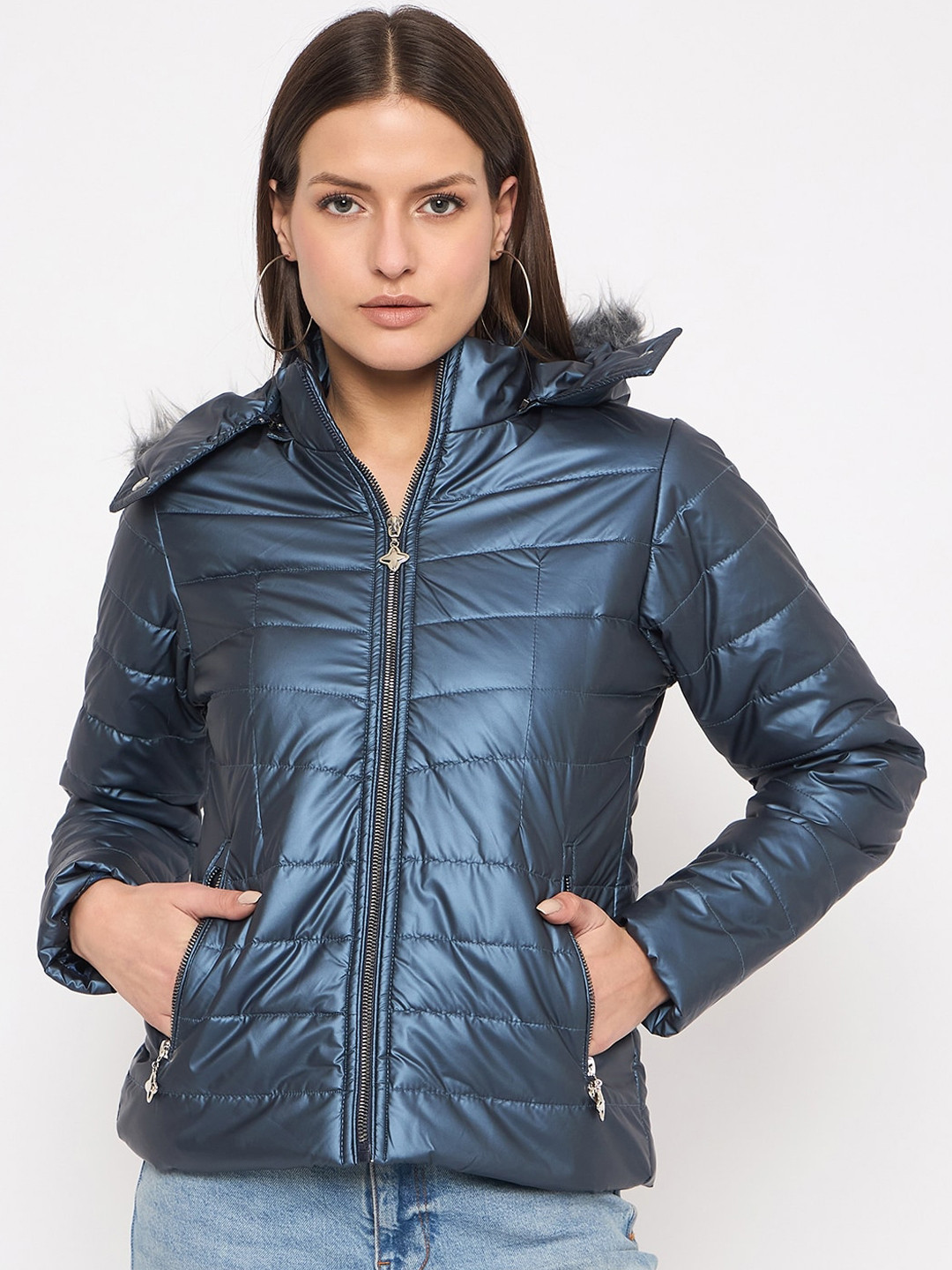 Duke Long Sleeves Faux Fur Trim Hood Puffer Jacket