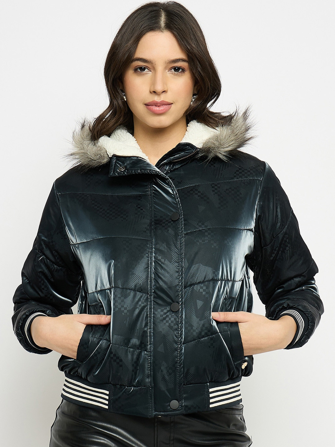 Duke Long Sleeves Faux Fur Trim Hood Puffer Jacket