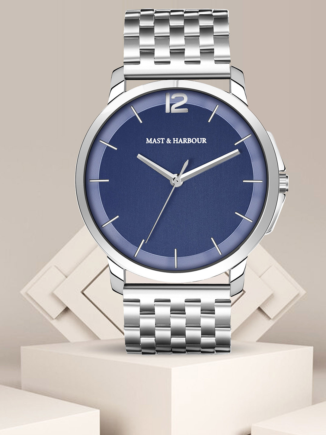 Mast & Harbour Men Blue Textured Dial & Stainless Steel Straps Analogue Watch MH-4706-Blue