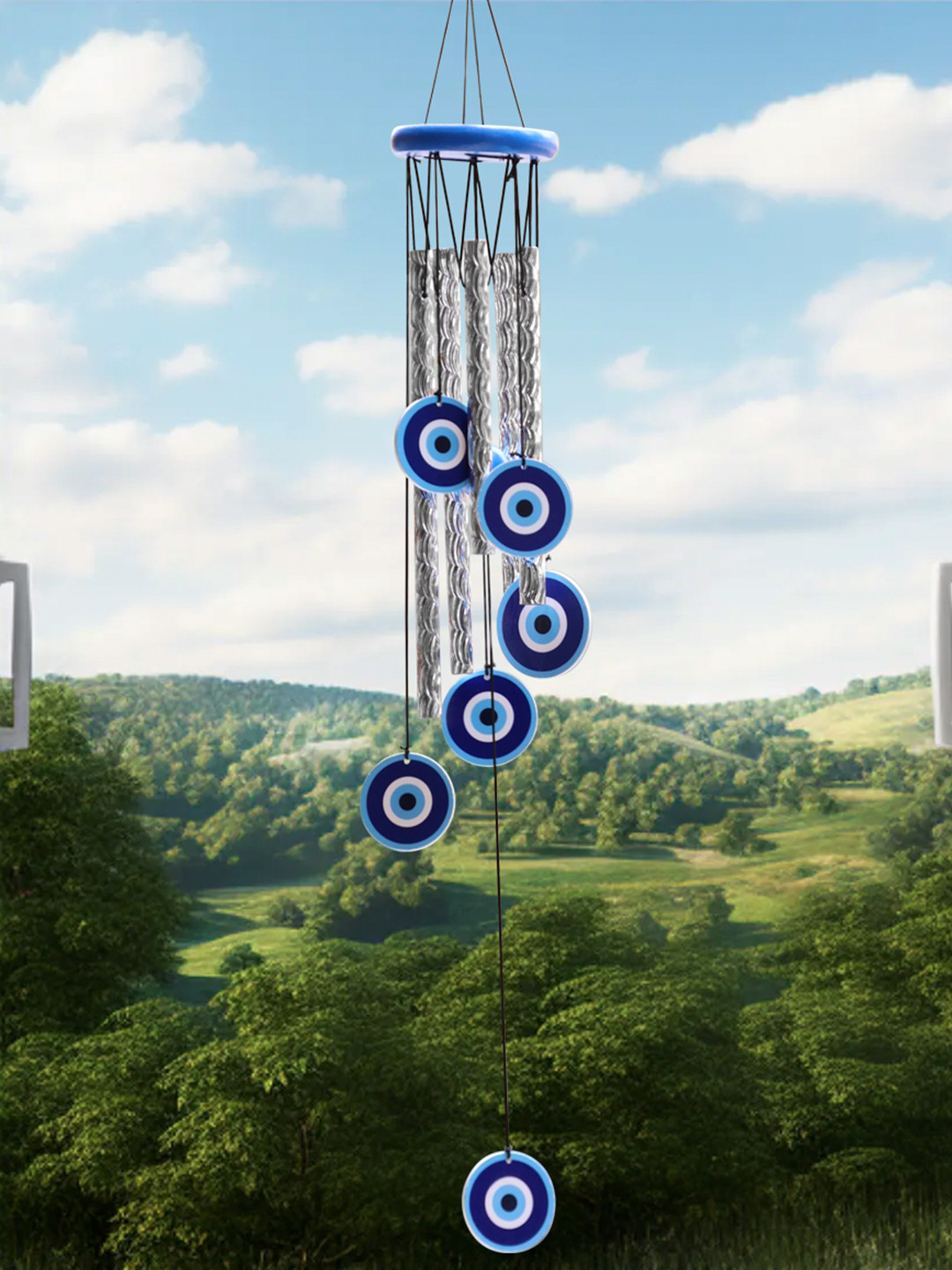 Shubhanjali Blue & White Evil Eye Wind Chimes