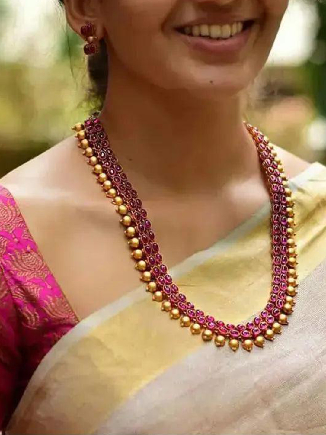 GRIIHAM Gold-Plated Kemp Stone-Studded Necklace and Earrings Set
