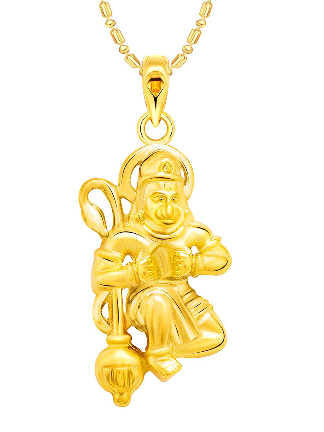 Vighnaharta Unisex Gold-Plated Lord Hanuman Shaped Pendant With Chain