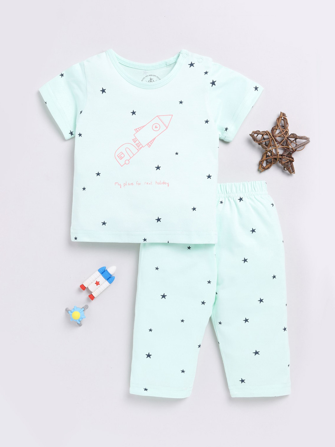 Clt.s Kids Comversational Printed Pure Cotton Night suit