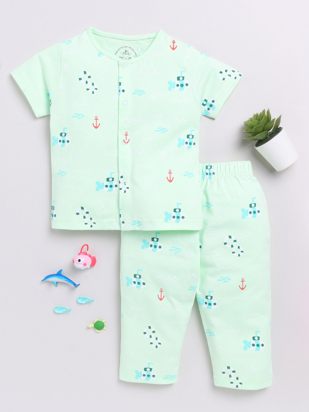 Clt.s Infants Nautical Printed Pure Cotton Night Suit
