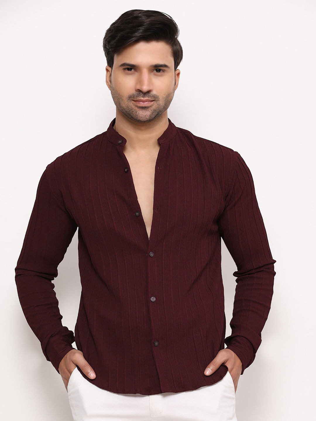 ZARIMO Standard Textured Opaque Casual Shirt