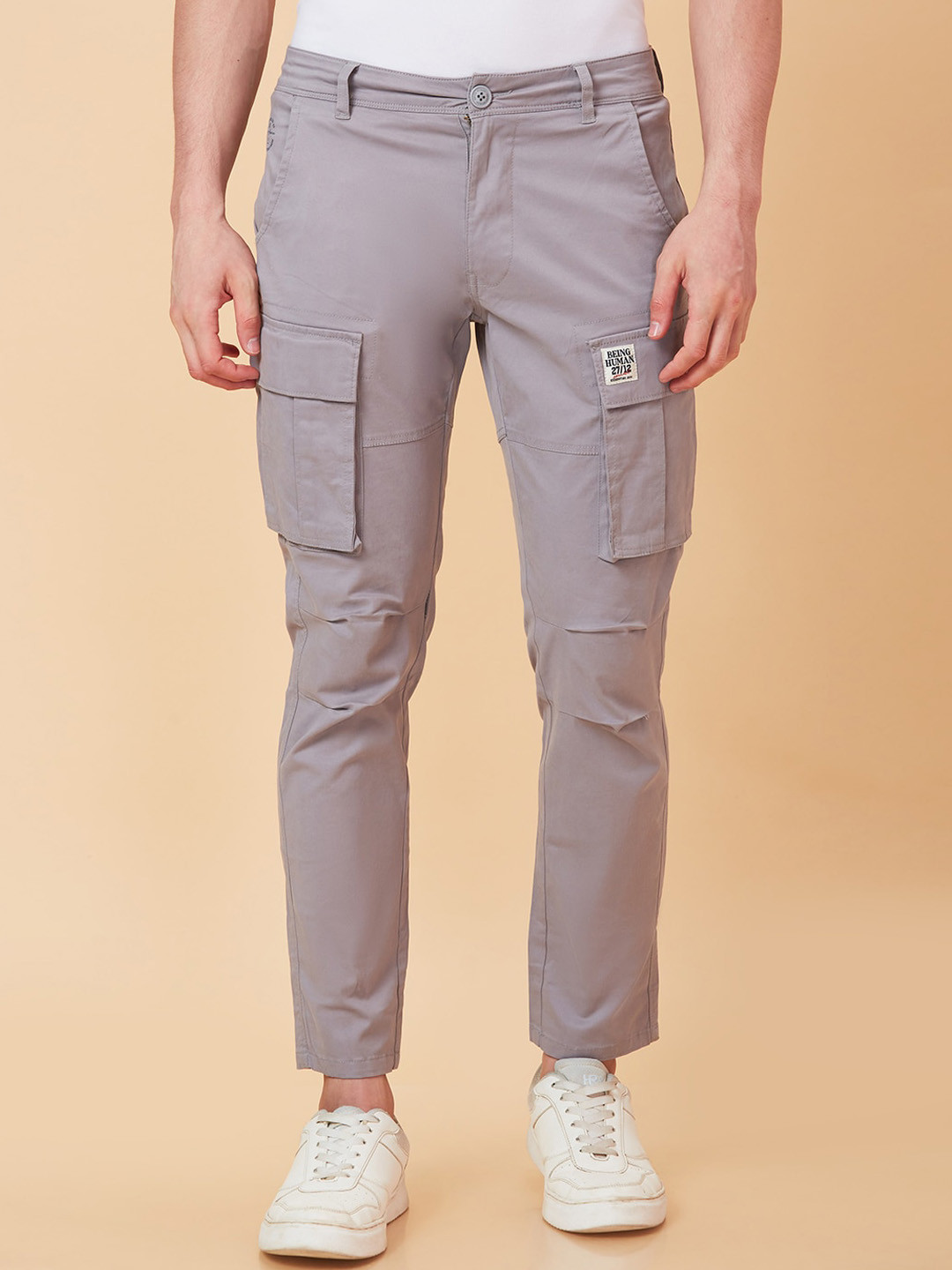 Being Human Men Slim Fit Cotton Cargos Trouser