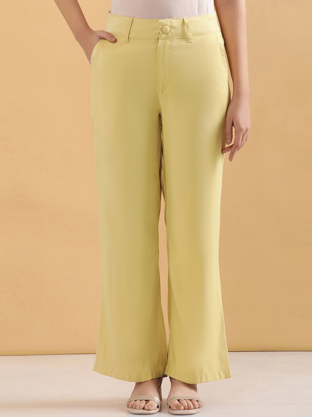 elleven Women Relaxed Flared High-Rise Boot Cut Trousers