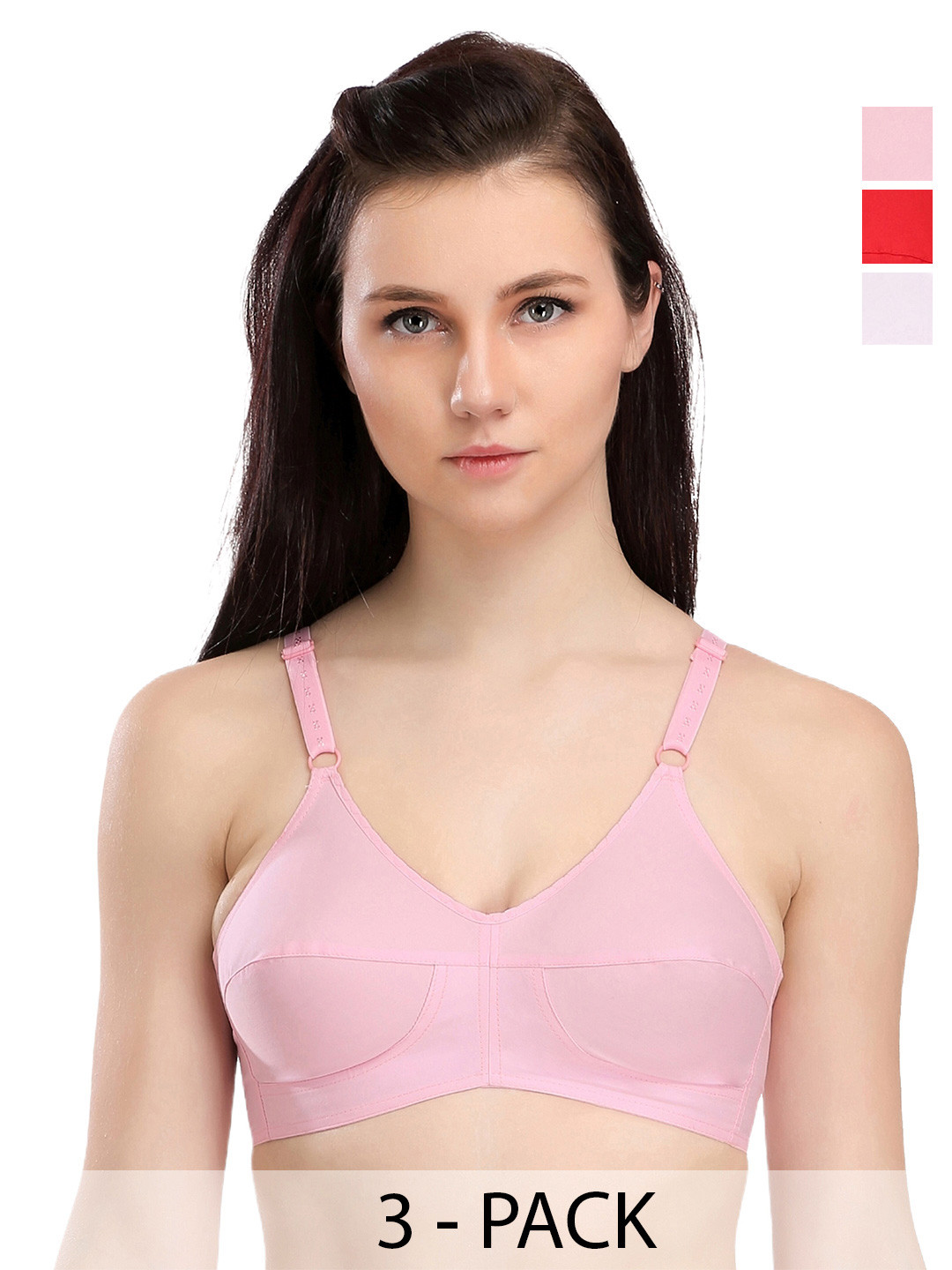 SELFCARE Pack of 3 Cotton Non Padded Cotton Full Coverage Beginners Bra - SN2313-40A