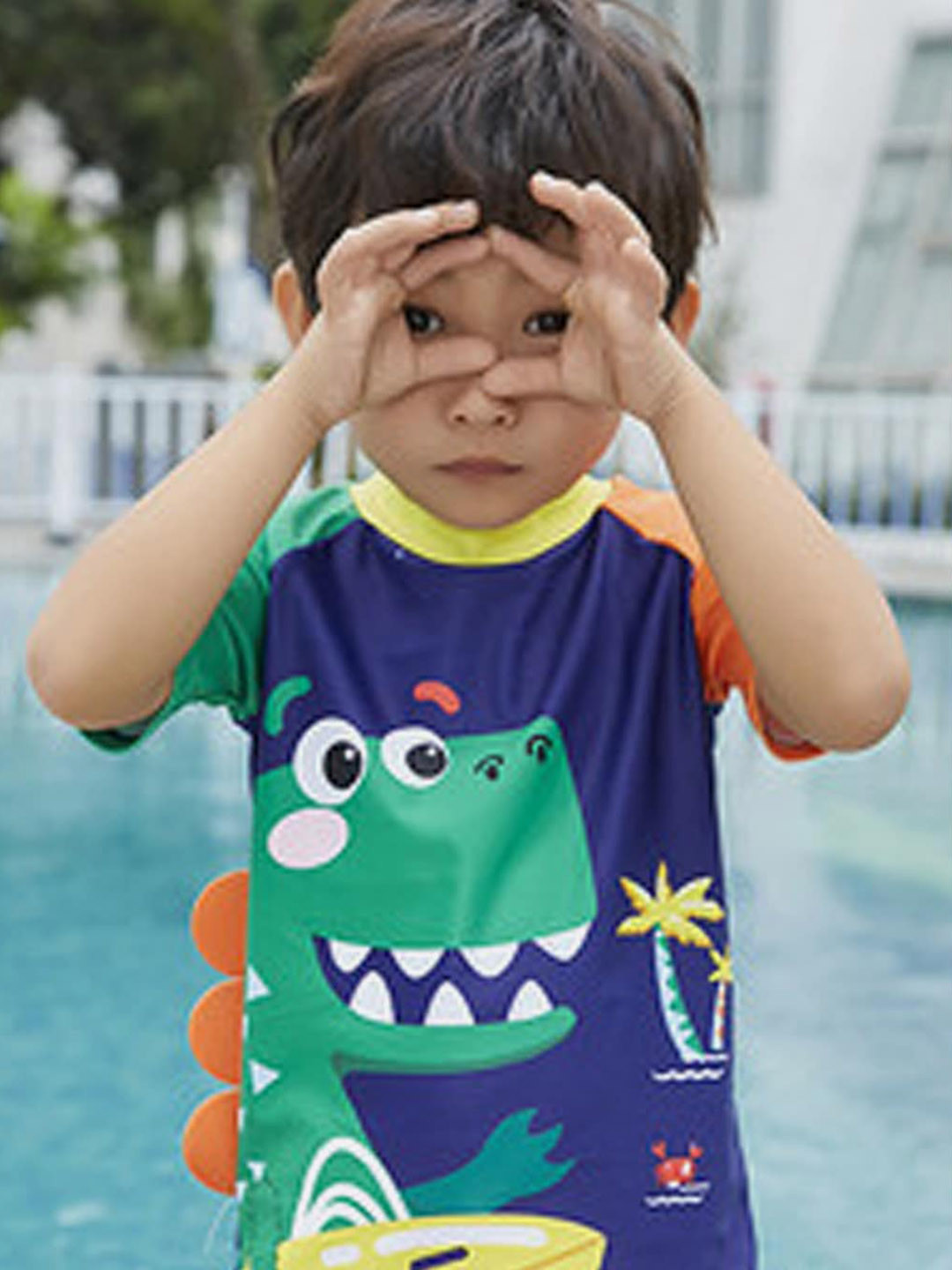 Little Surprise Box LLP Boys Printed UPF 50+ T-Shirt with Shorts & Cap Swim Set