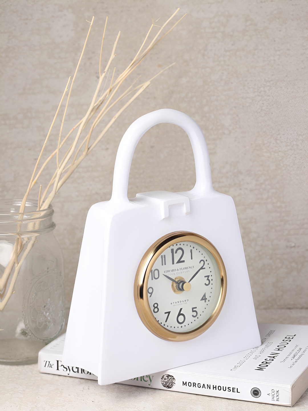 Decor de Maison White Contemporary Round Shaped Table Clock