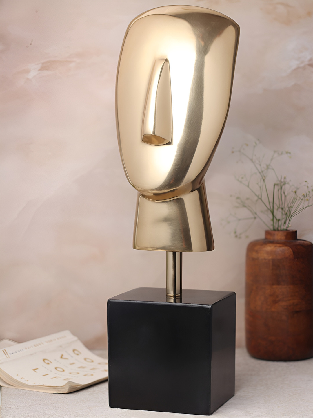 Decor de Maison Muse Visage Gold Metal Metallic Living Room Large Showpiece - 4 Inches