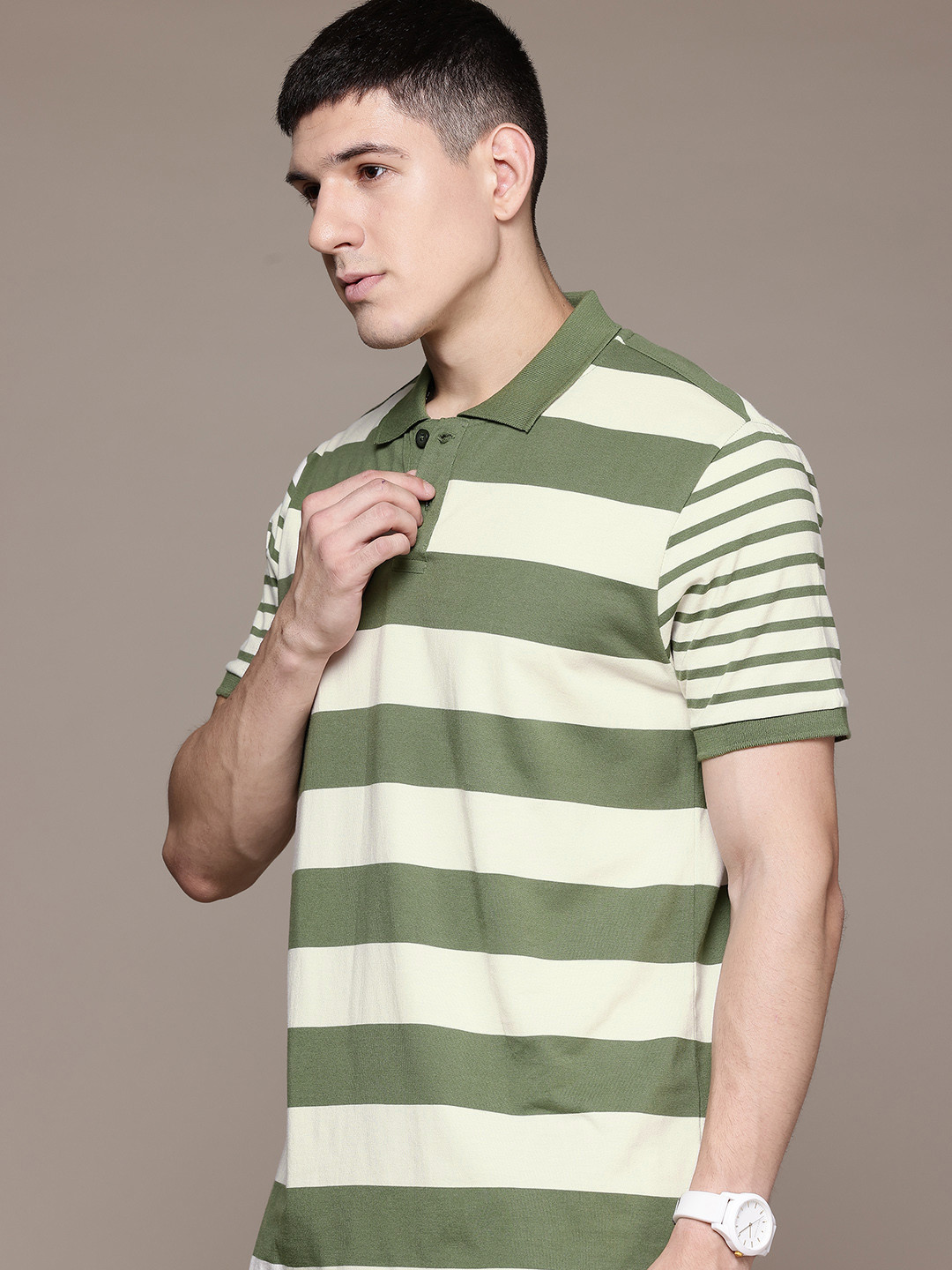 The Roadster Lifestyle Co. Striped Polo Collar T-shirt