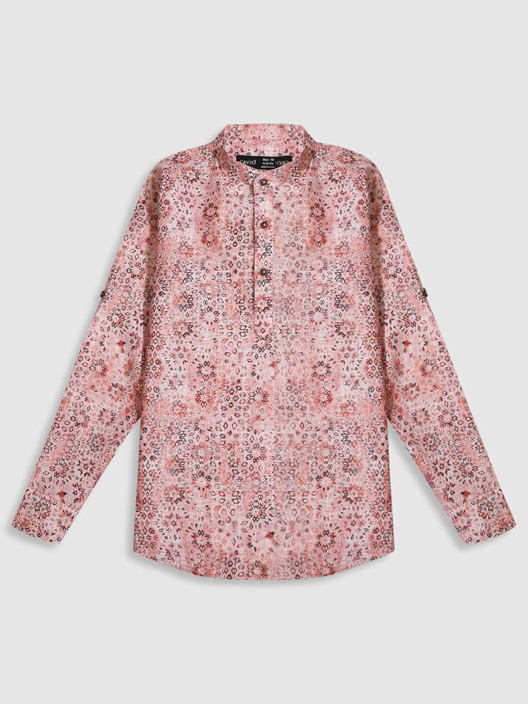CAVIO Boys Standard  Abstract Printed Cotton Mandarin Collar Opaque  Casual Shirt