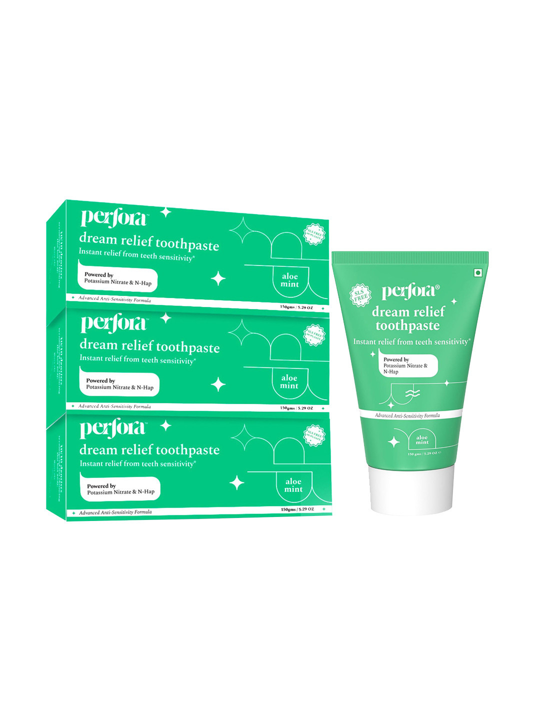 Perfora Set of 3 Dream Relief Toothpaste 150 g each - Aloe Mint