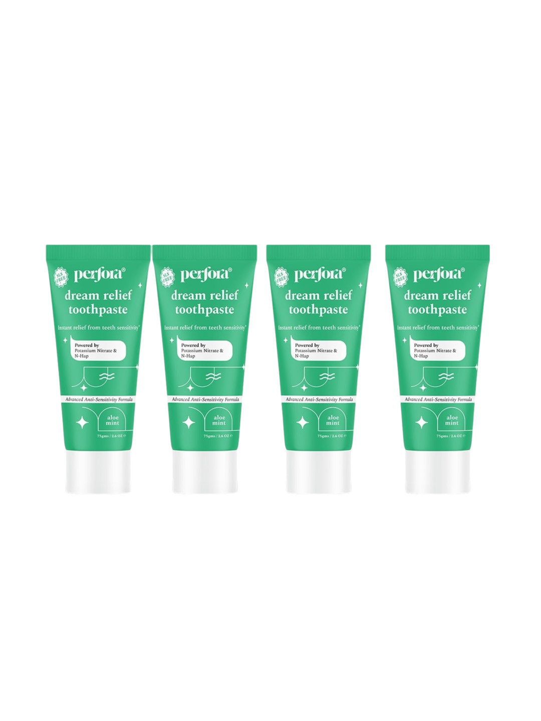 Perfora Set of 4 Dream Relief Toothpaste 75 g each - Aloe Mint