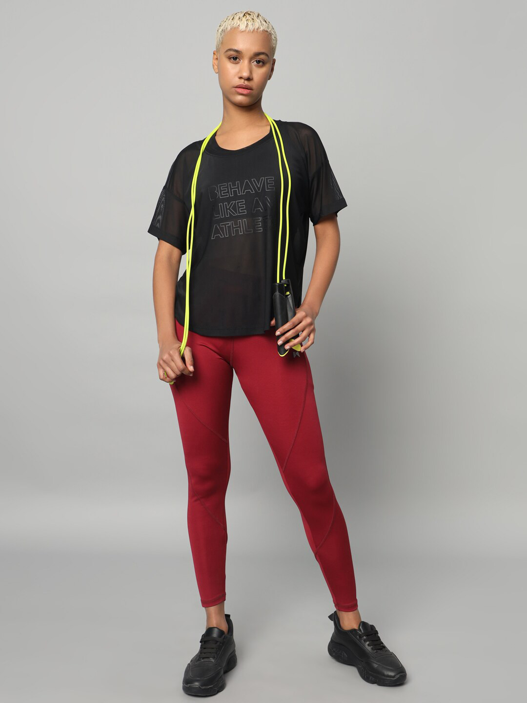 MKH Typography Printed Extended Sleeves Semi Sheer Dri-FIT Raw Edge Sports T-shirt