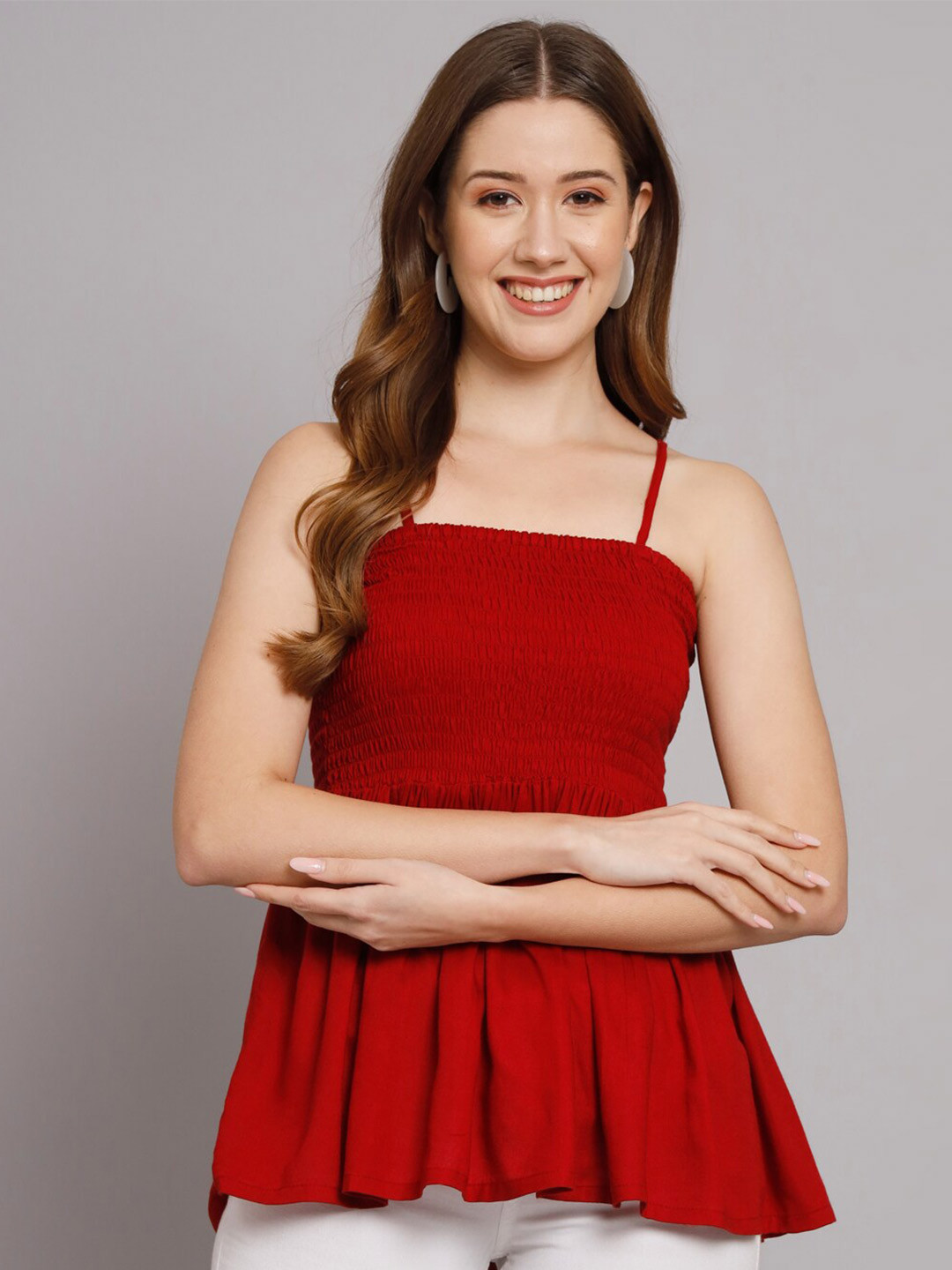 Vastralay Smocked Shoulder Straps Top