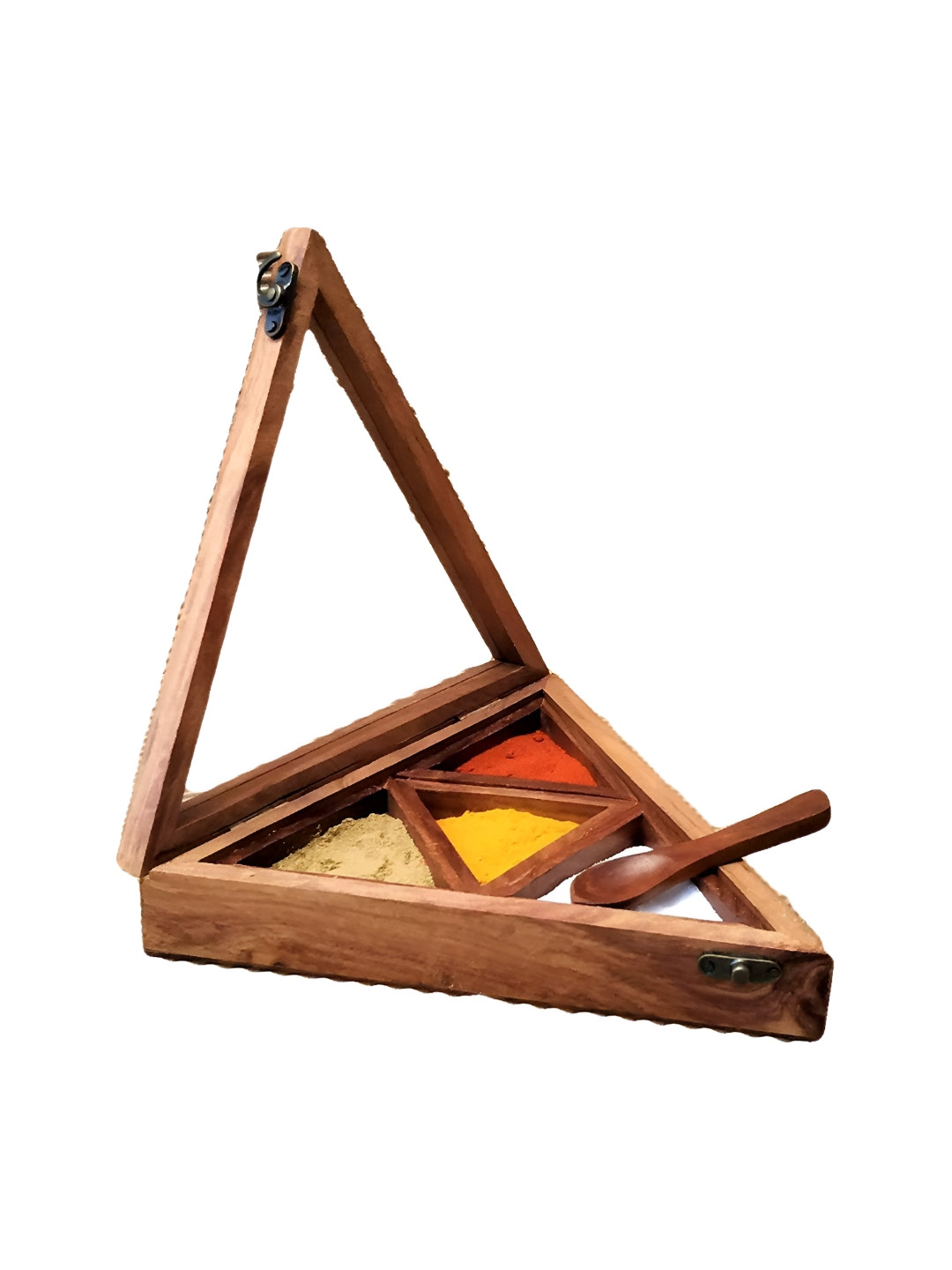 INDIA MEETS INDIA Brown Wooden Spice Box