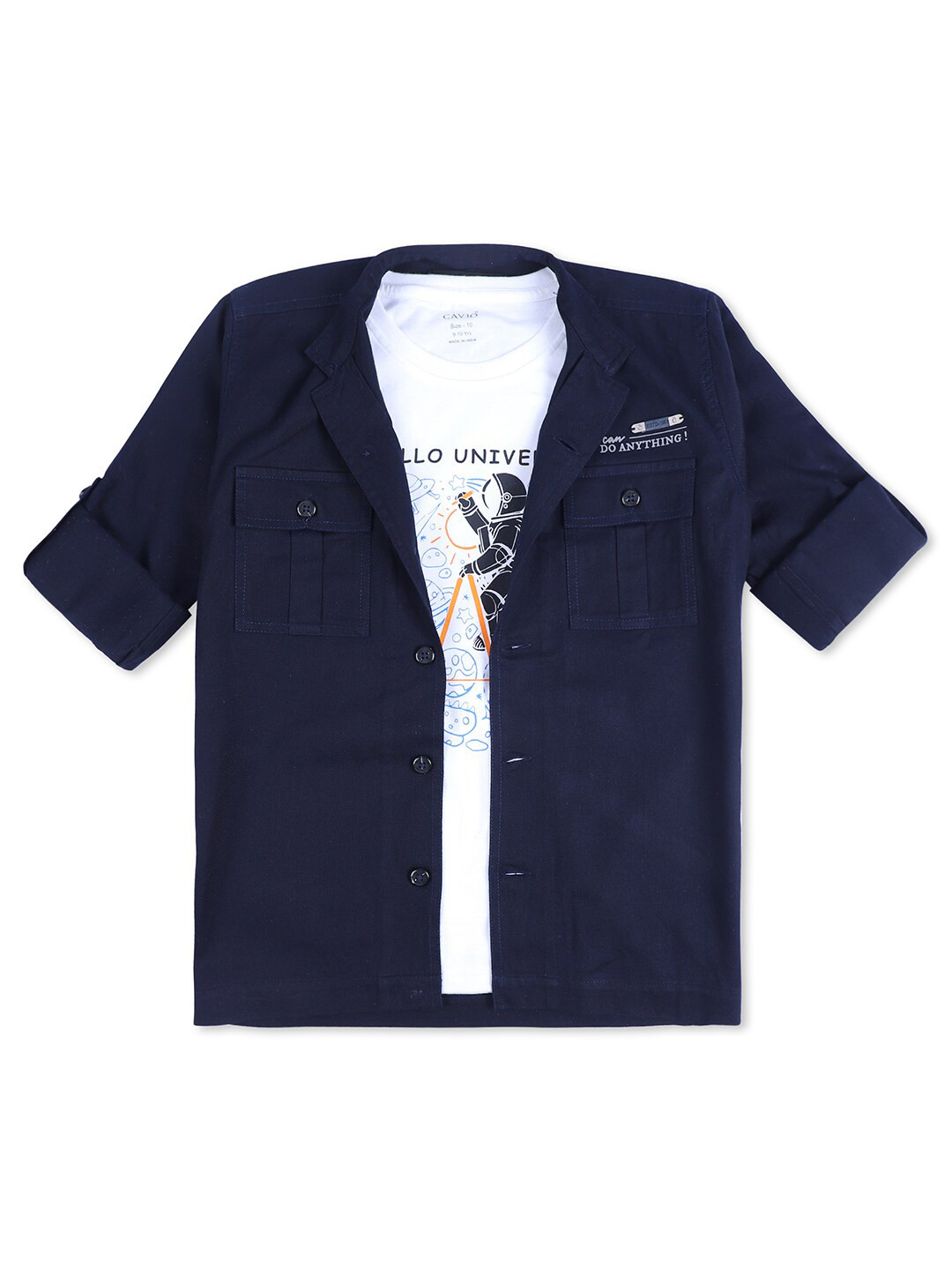 CAVIO Boys Standard Full Sleeve Cotton Shirt With T-shirt