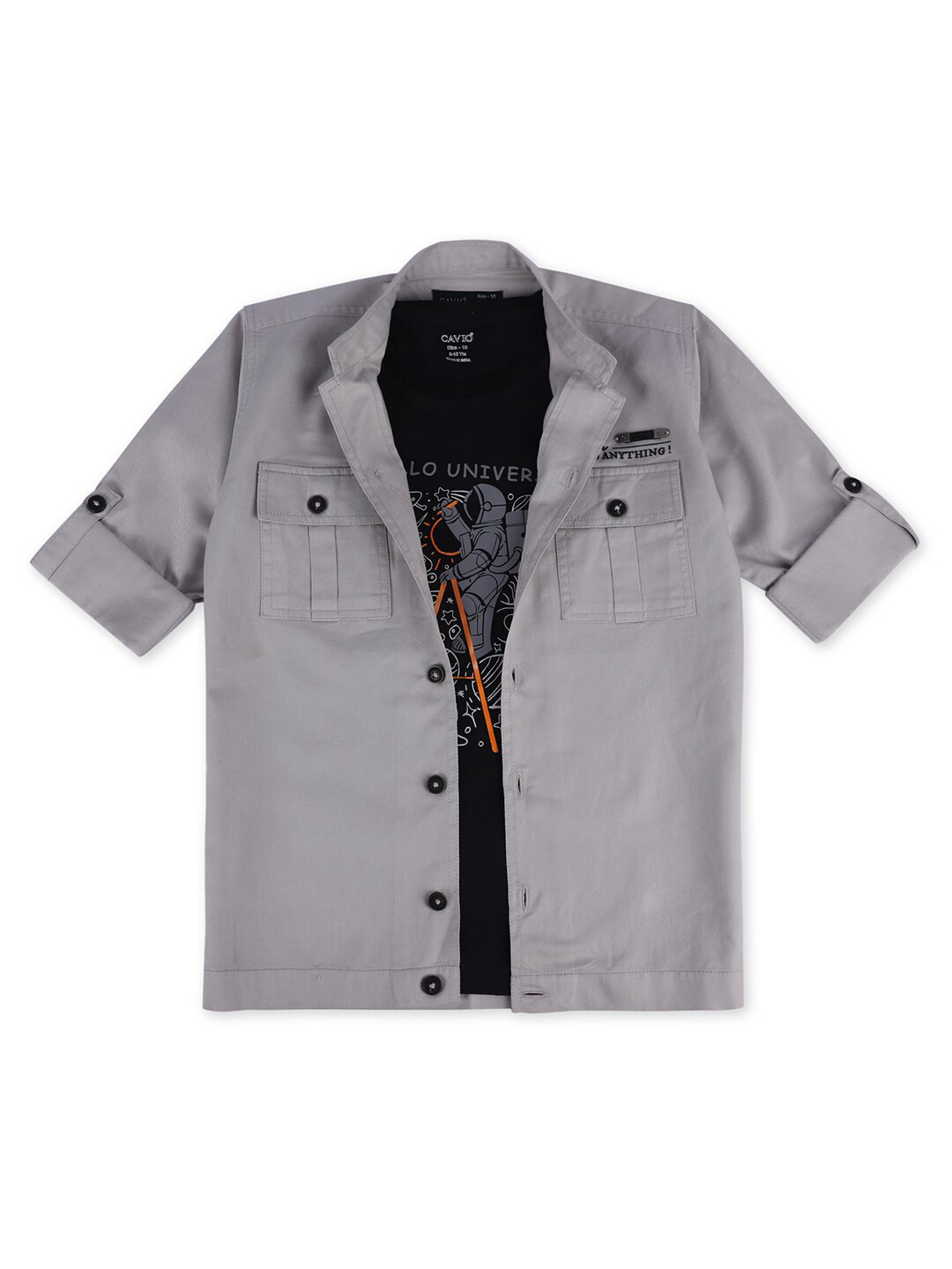 CAVIO Boys Standard Full Sleeve Cotton Shirt With T-shirt
