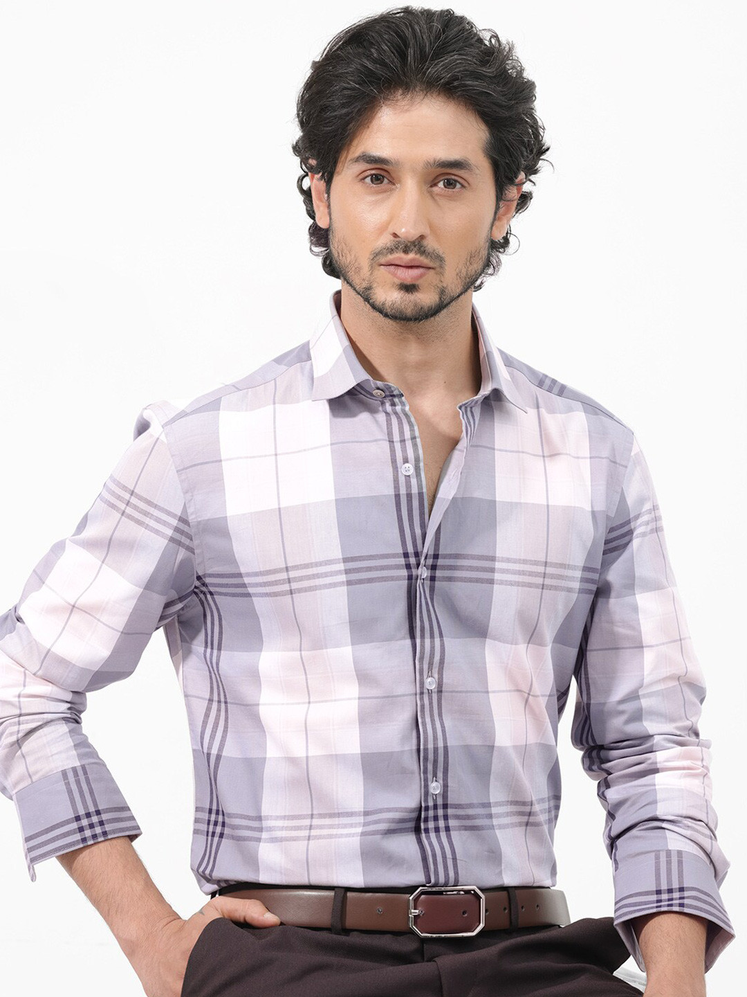 RARE RABBIT Men Ryett Regular Fit Ryett Opaque Checked Shirt