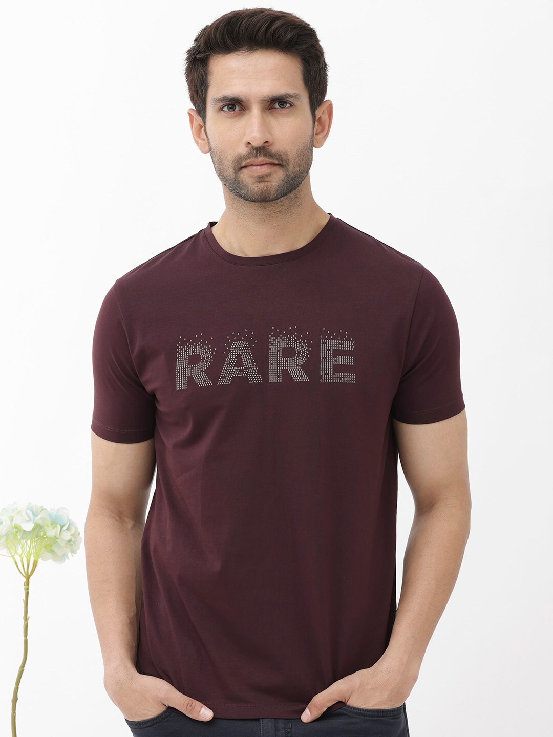 RARE RABBIT Men Eso Regular Fit Typography Printed Round Neck T-Shirt