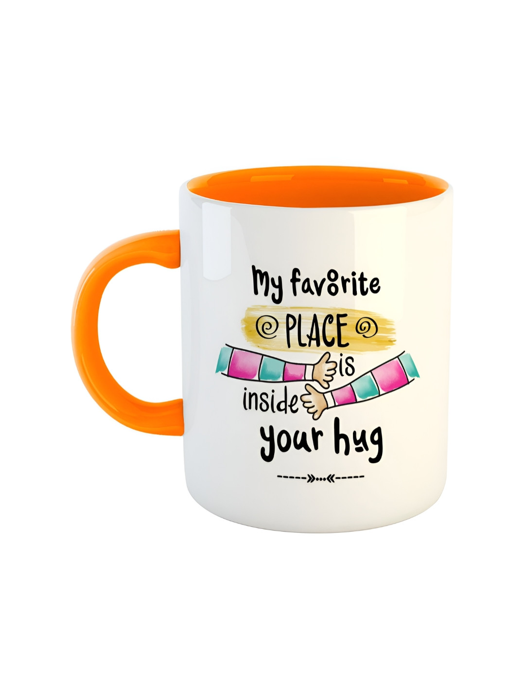 ARTBUG Nirved Name Personalised Orange Typography Ceramic Handmade Mug-350ml
