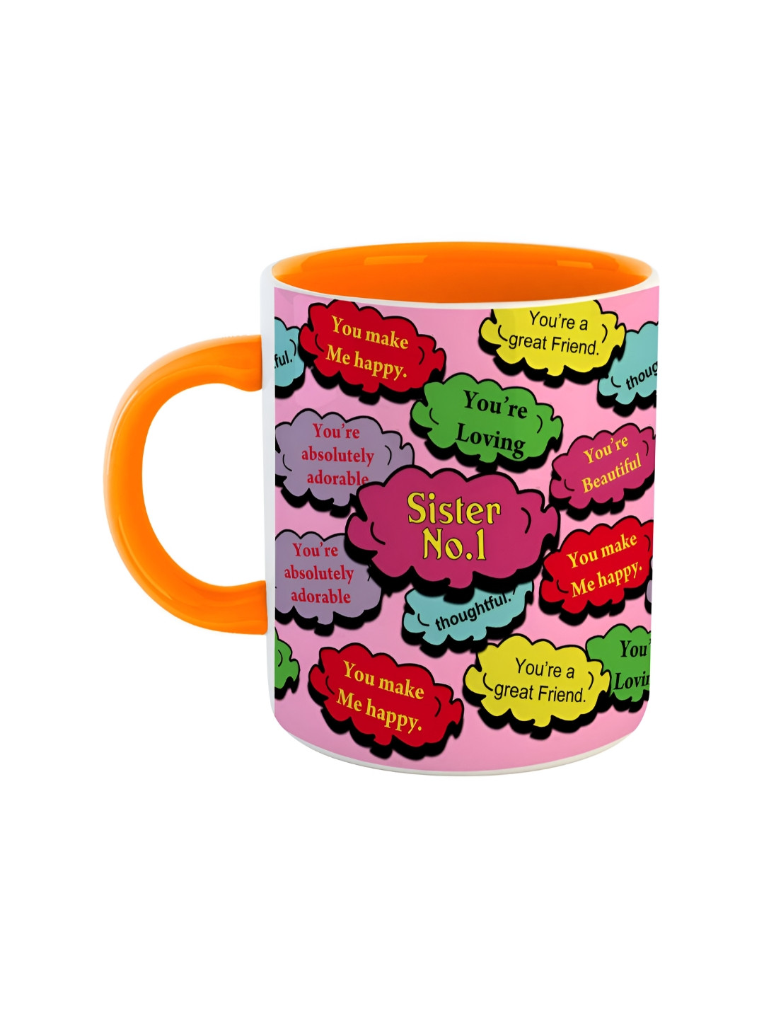 ARTBUG Tanmay Name Personalised Orange Typography Ceramic Handmade Mug-350ml