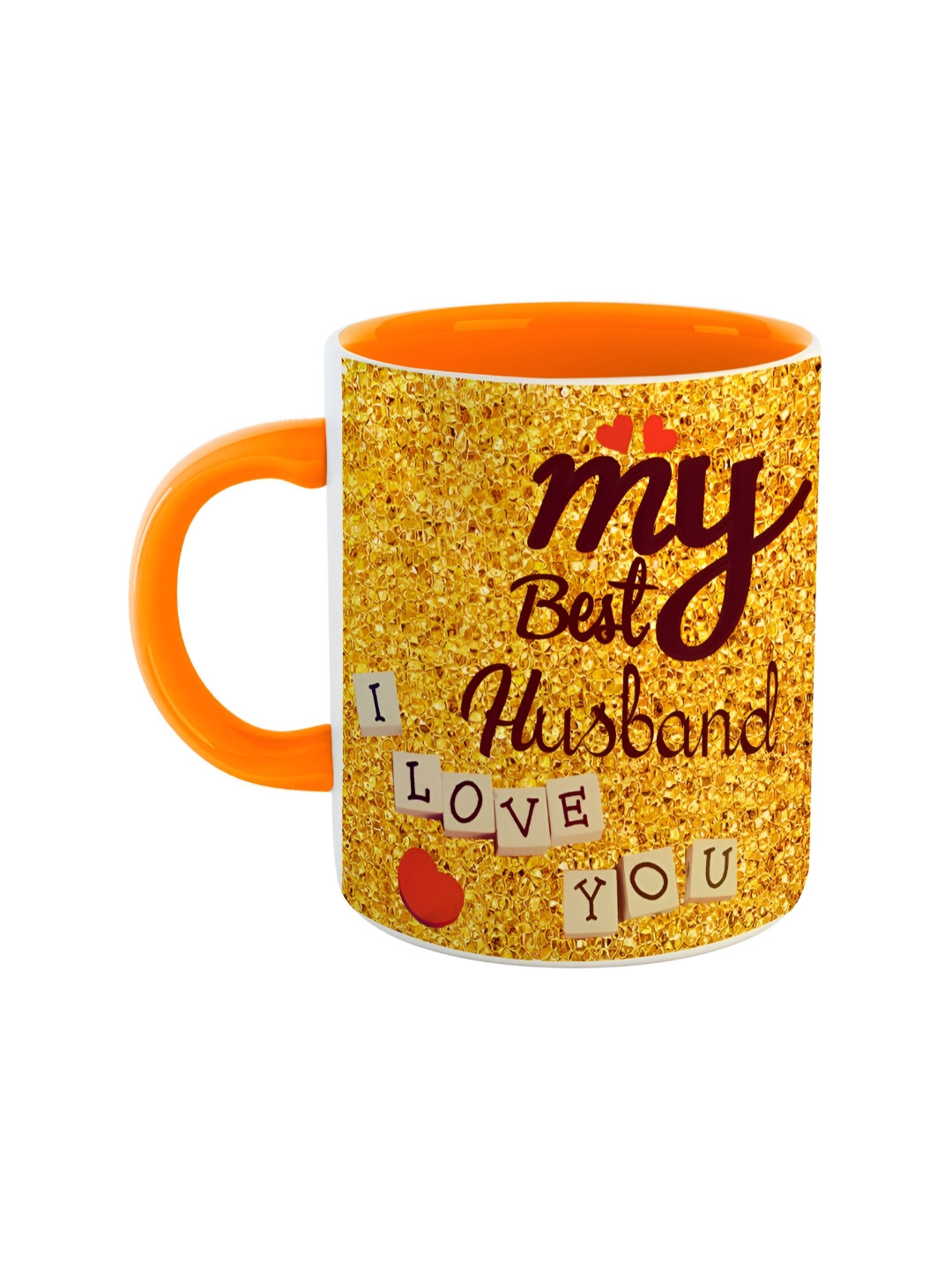 ARTBUG Happy Birthday Orange Typography Ceramic Microwave Safe Mug-350ml