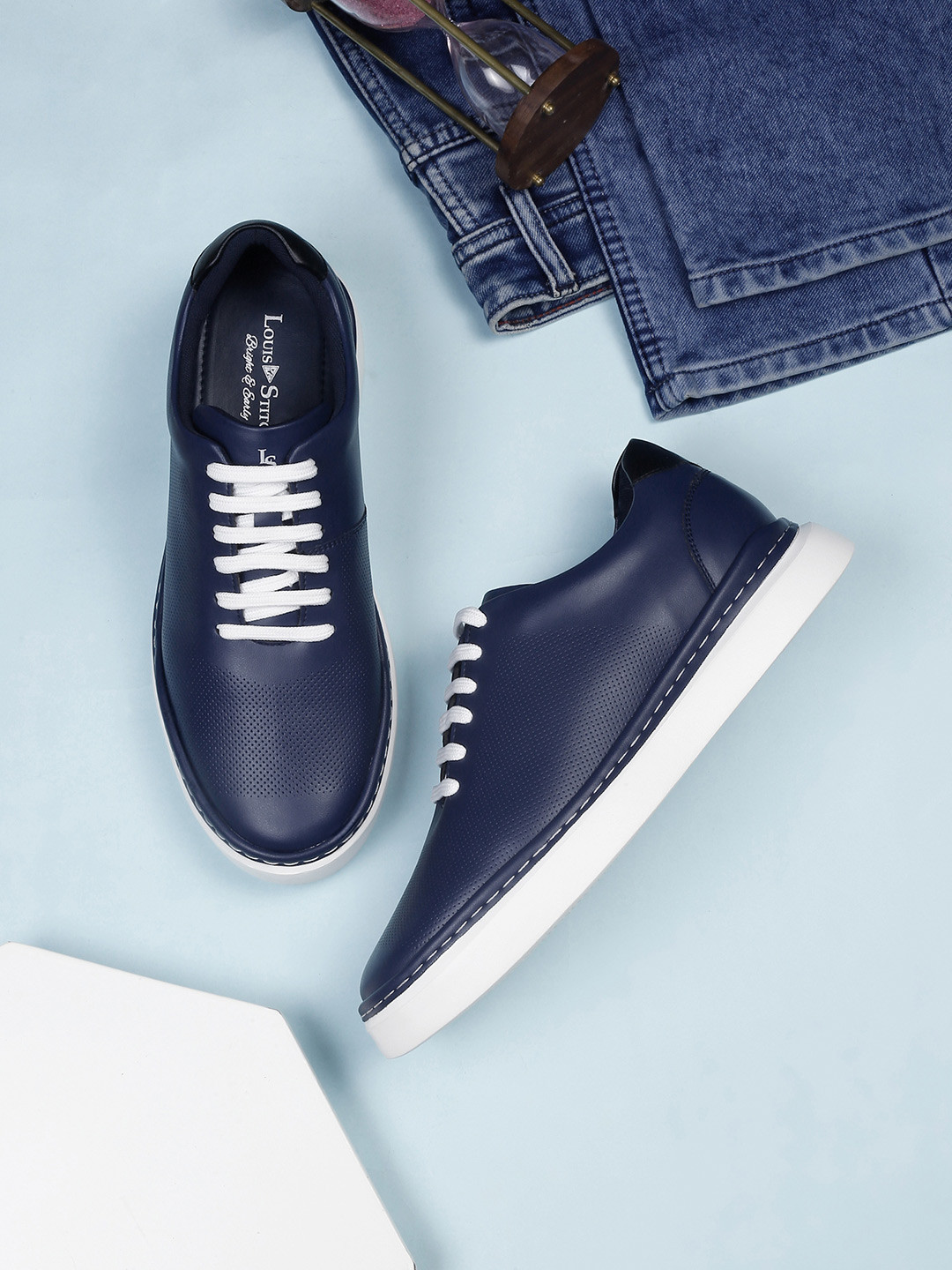 LOUIS STITCH Men's Casual Dotted Blue Sneakers