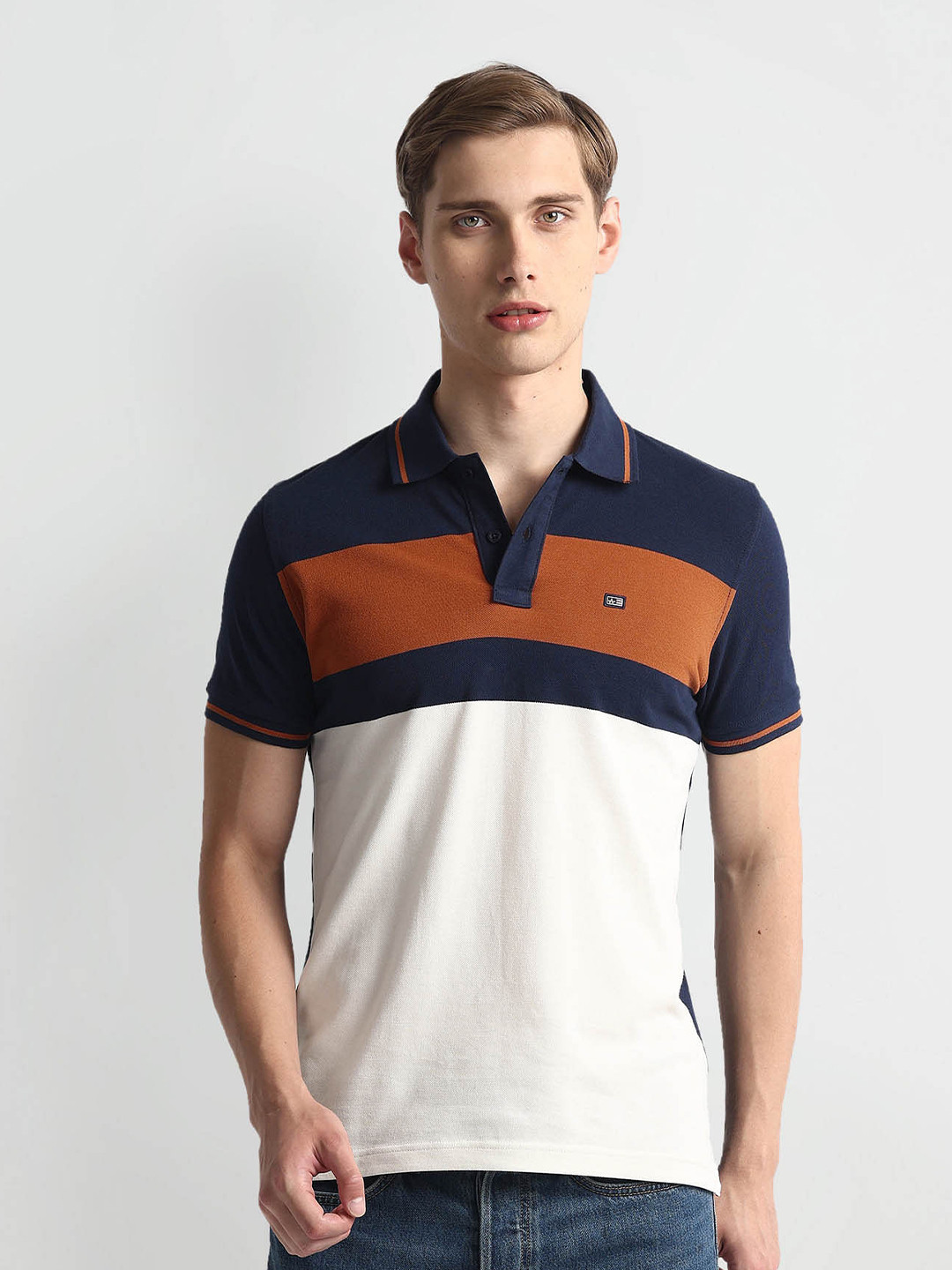 Arrow Sport Colourblocked Polo Collar Cotton T-shirt