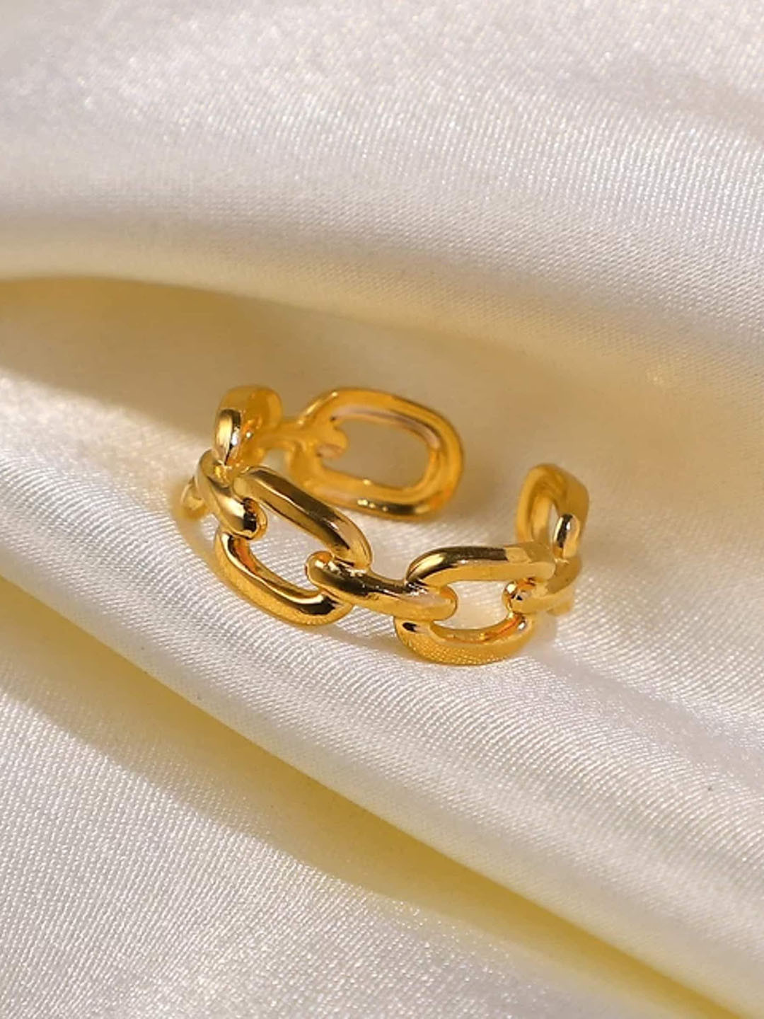 Avyana Gold-Plated Stainless Steel Links Chain Finger Ring