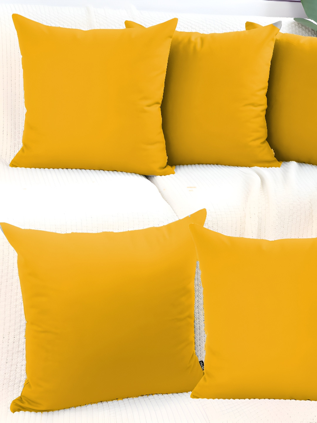 DADDY COOL Yellow 5 Pieces Velvet Filled Cushions With Cover