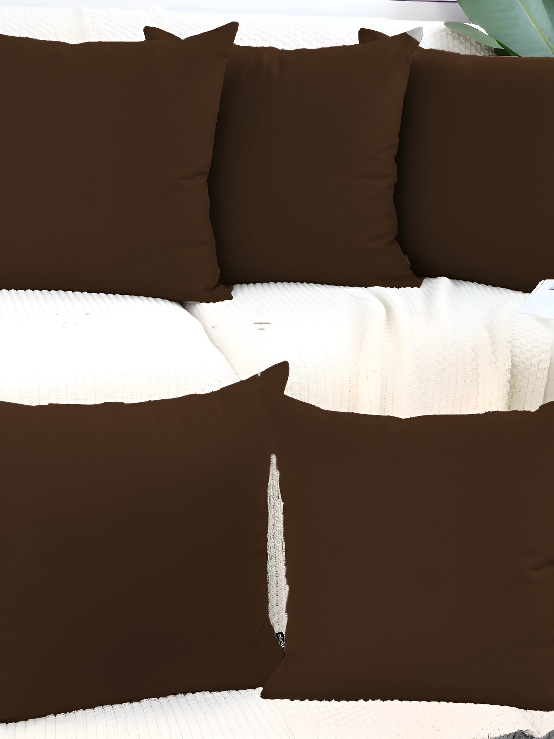 DADDY COOL 5 Pieces Brown Velvet Filled Cushions With Cover