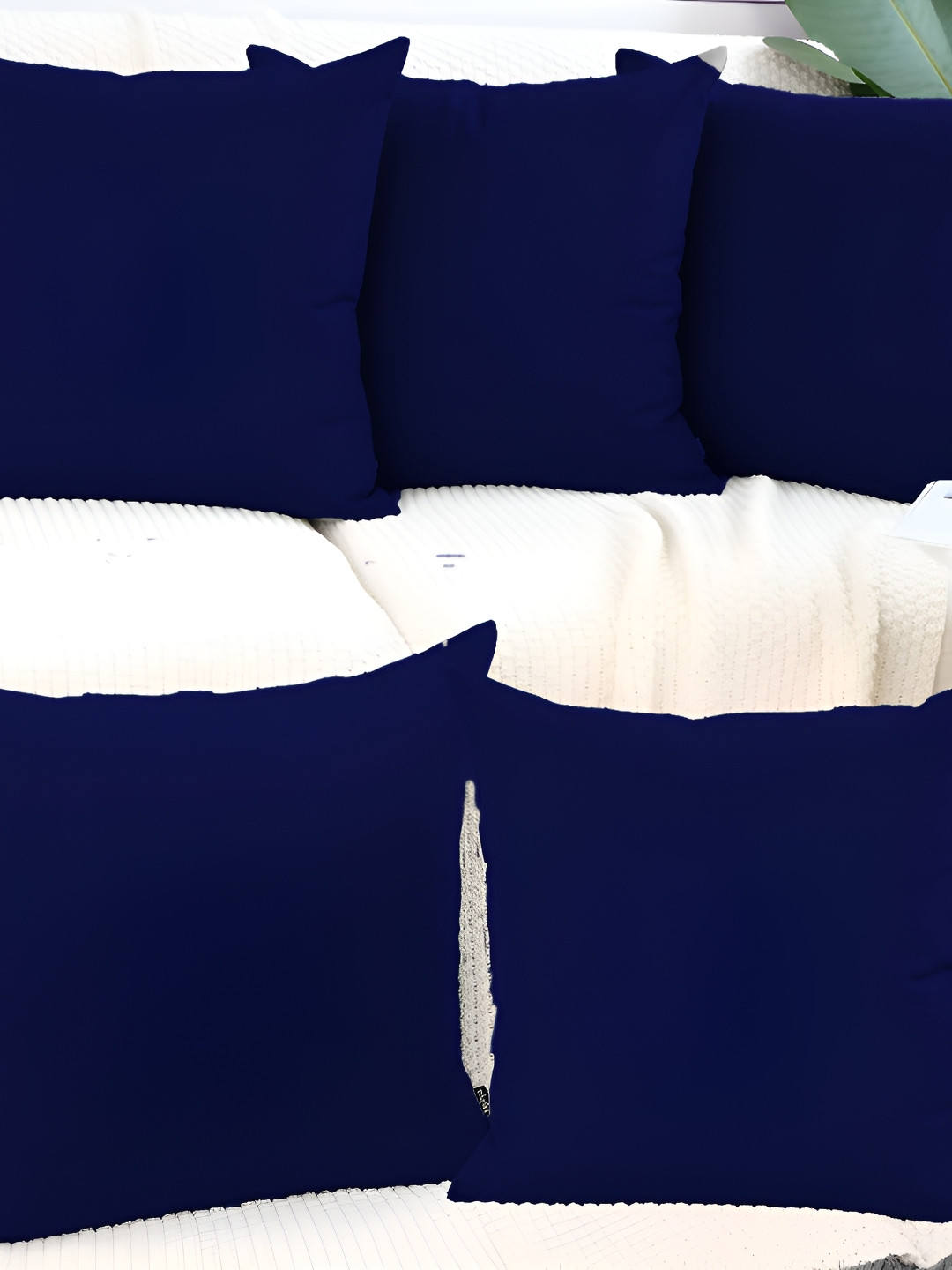 DADDY COOL Navy Blue 5 Pieces Velvet Filled Cushions With Cover