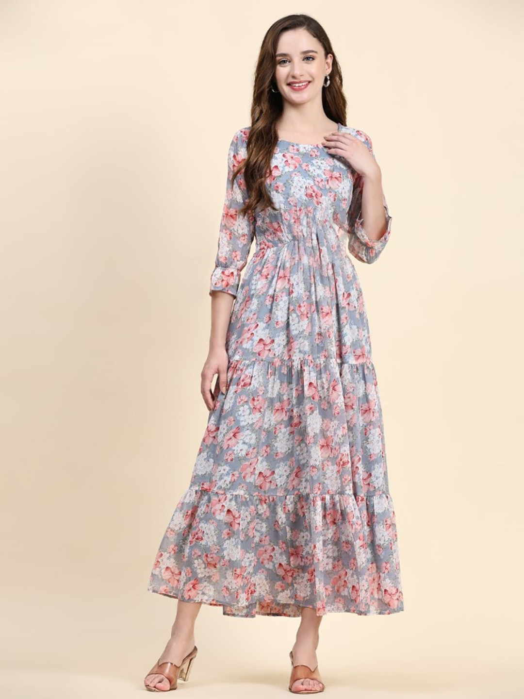 TOOCHKI Floral Printed Maxi A-Line Dress
