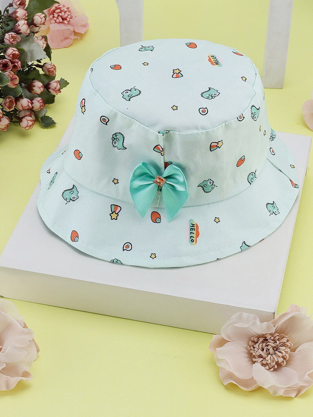 PASSION PETALS Girls Green Printed Bucket Hat