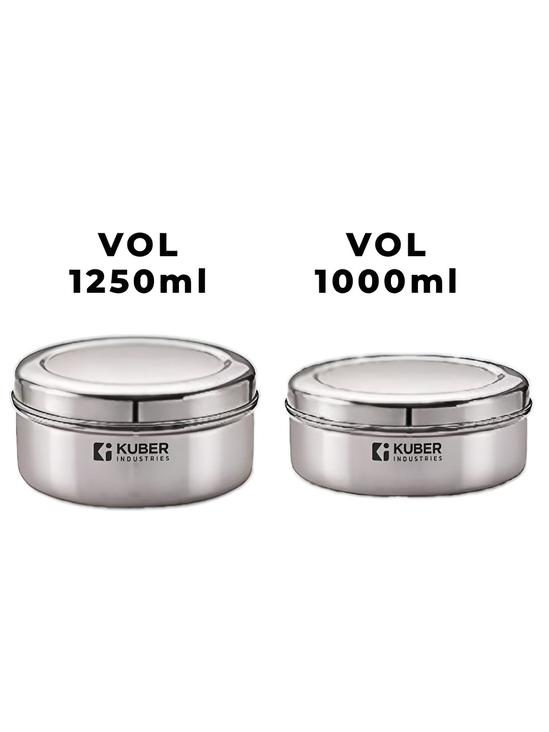 Kuber Industries Flat Stainless Steel Stackable 4PCs Lunch Box With Spoon and Fork