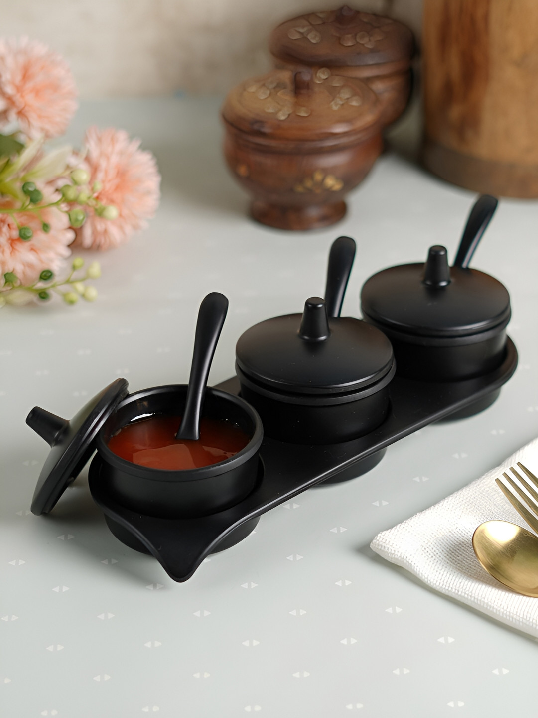 Cdi Black Melamine Dishwasher Safe 3 Piece Screw Top Jar