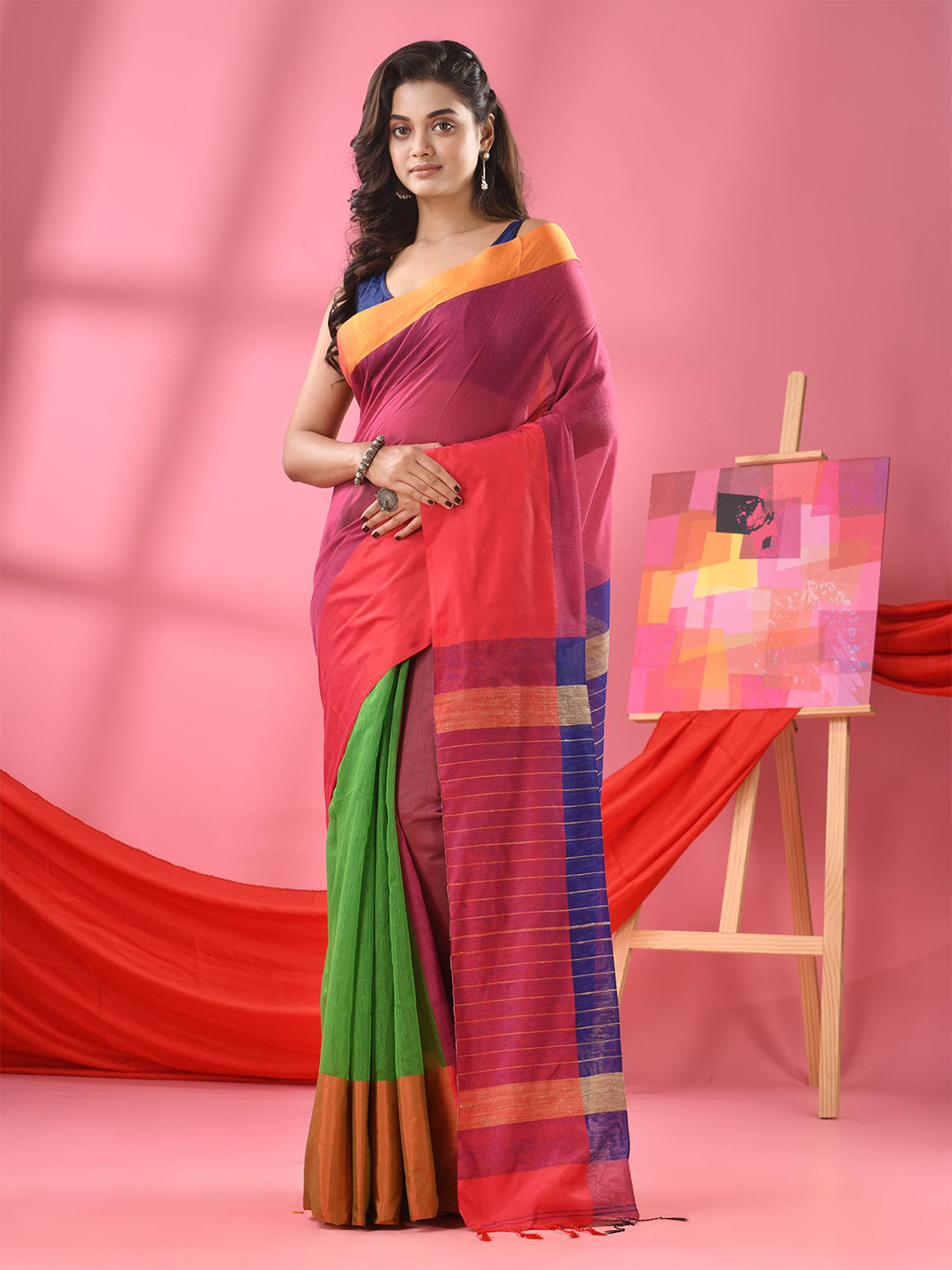 Angoshobha Ethnic Half & Half Saree