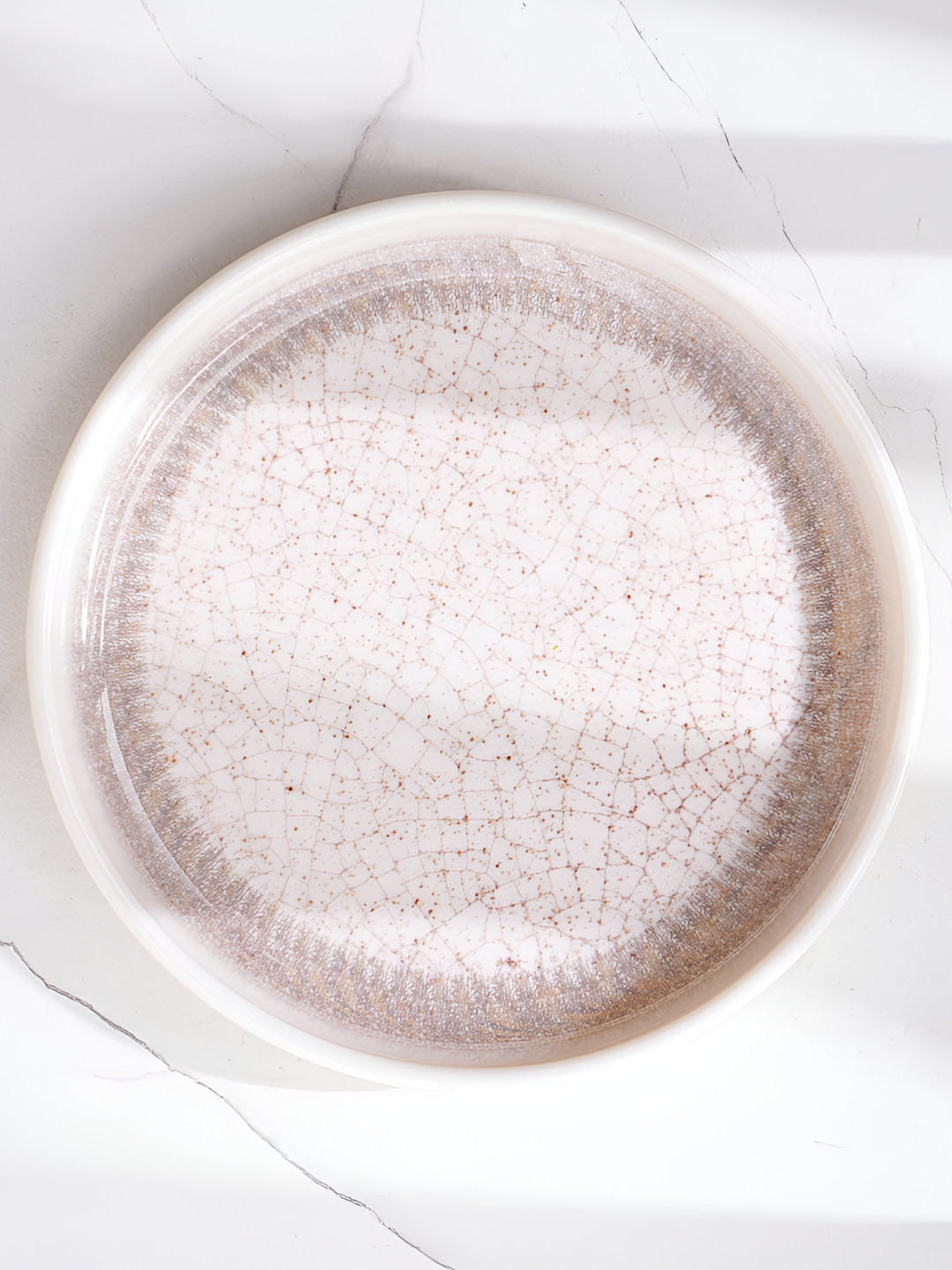 Home Centre Beige & White Melamine Dishwasher Safe Serving Plate