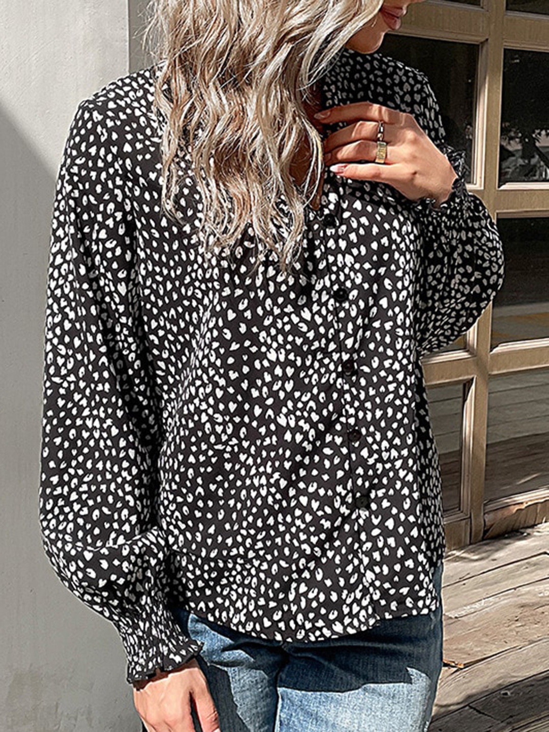 StyleCast Black Opaque Animal Printed Casual Shirt