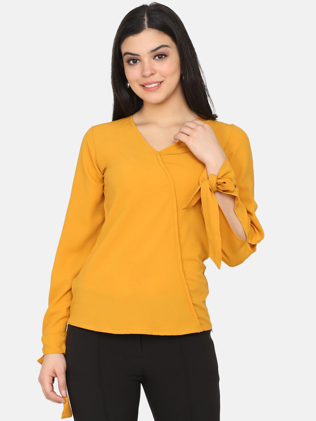 DELAN V-Neck Styled Back Top