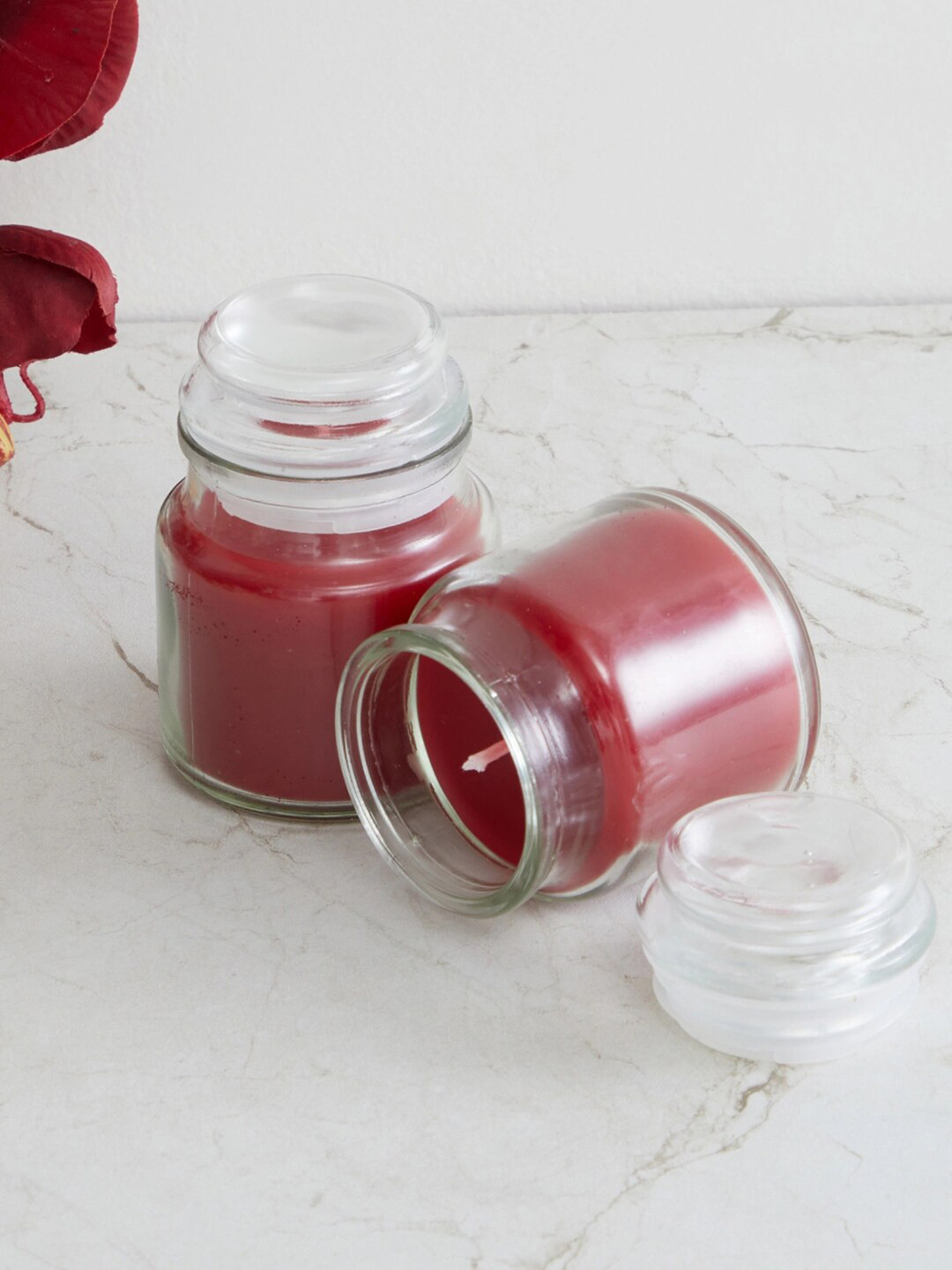 Aromatic Fables Passionate 2Pcs Scented 1 Wick Rose Solid Round Regular Jar Candles