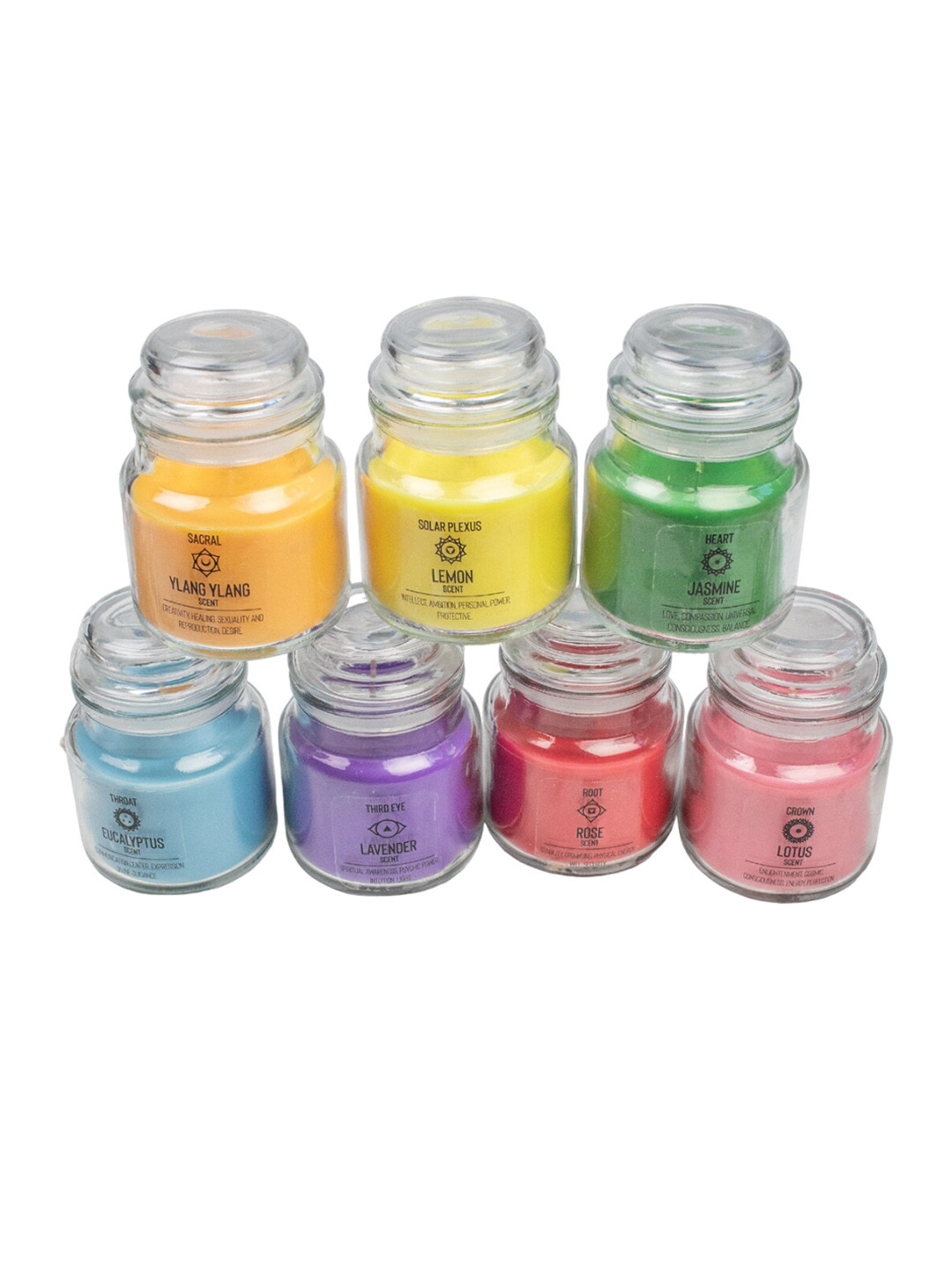 Aromatic Fables Chakra Harmony 7Pcs 1 Wick Ylang Ylang Solid Round Regular Jar Candles
