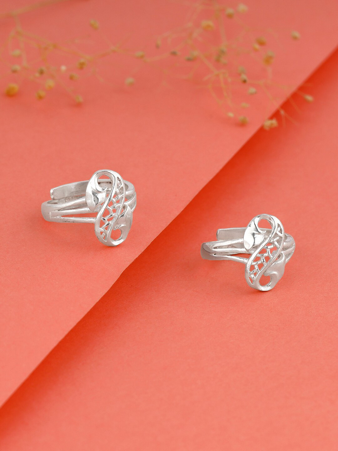 GIVA Rhodium-Plated 925 Sterling Silver Toe Rings