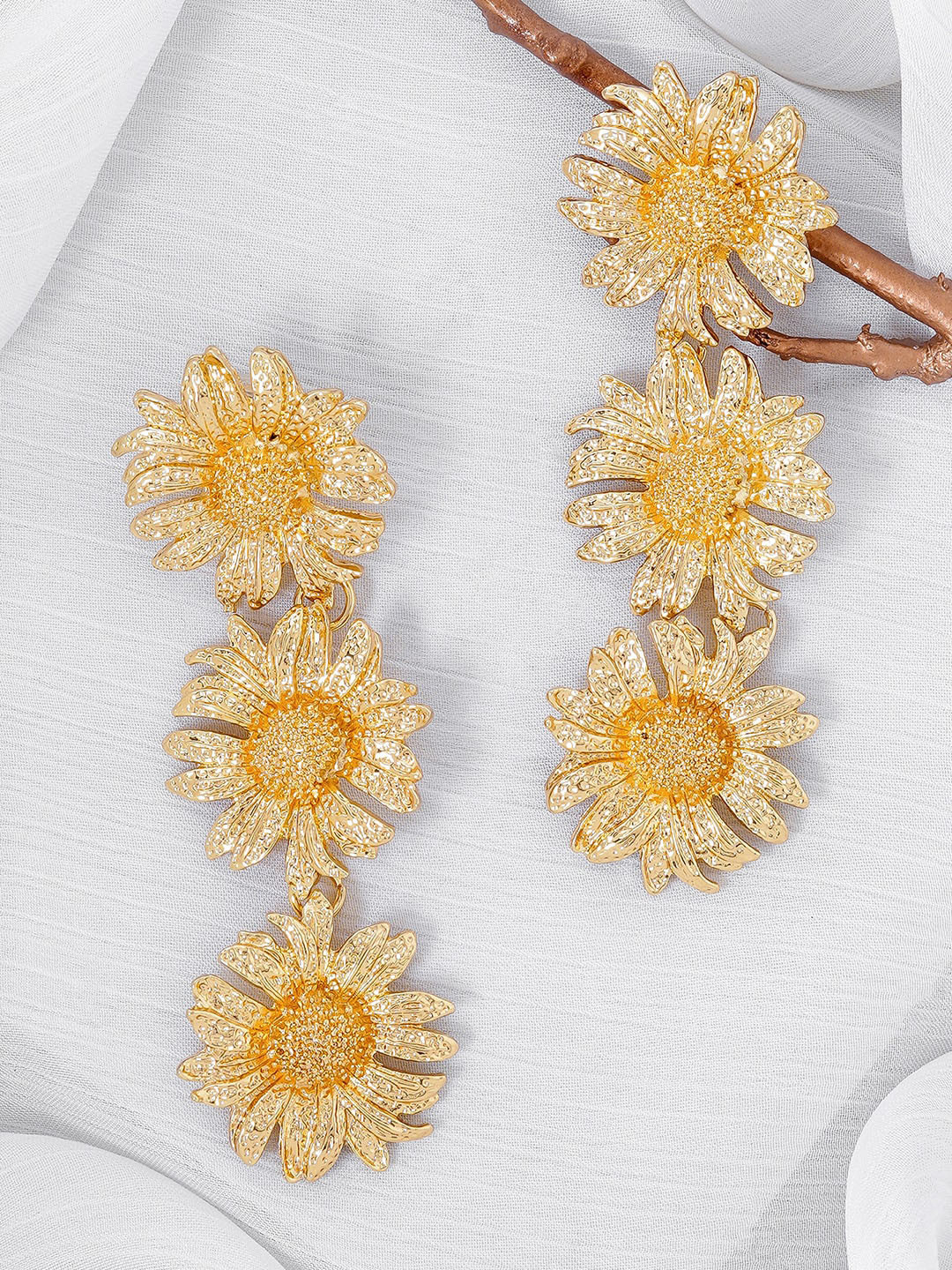 JOKER & WITCH Gold-Plated Floral Shape Drop Earrings