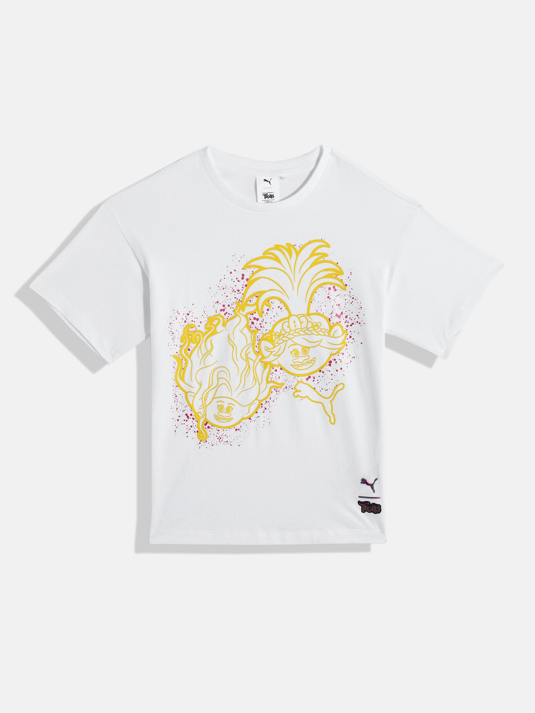 Puma x Trolls Boys Graphic Print Knitted Pure Cotton Relaxed Fit T-shirt